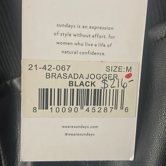 Sundays Brasada NEW $216 Faux Leather Joggers sz M Black - Picture 3 of 13